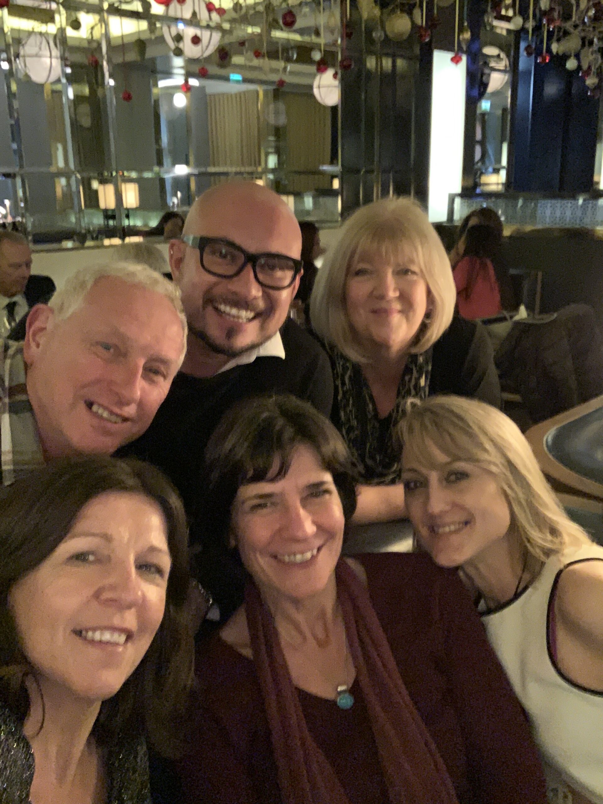 Steve, River, Dawn, Julie and Julie at the 2018 Christmas get-together